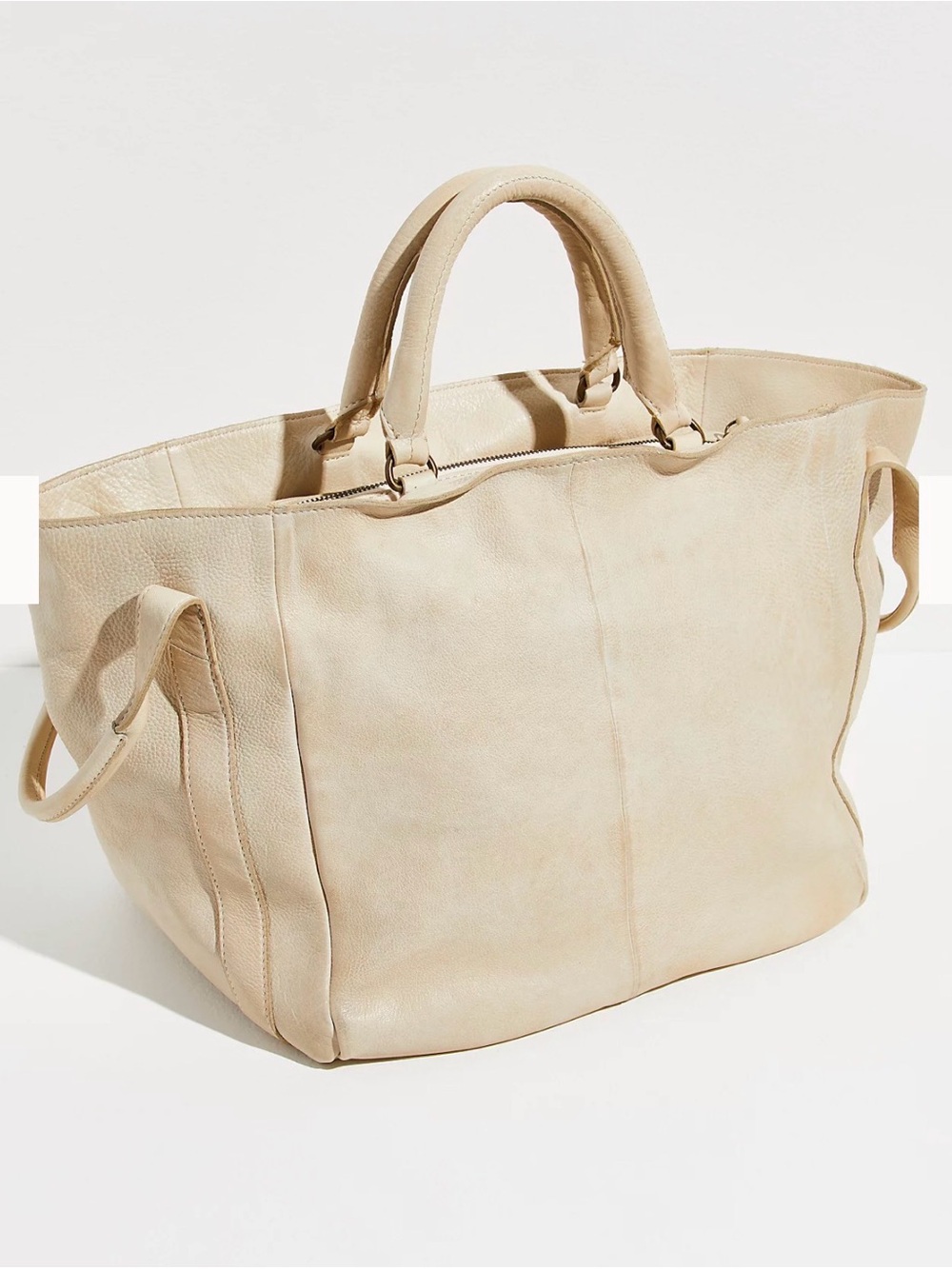 Free People Soft Leather Tote in Light Beige